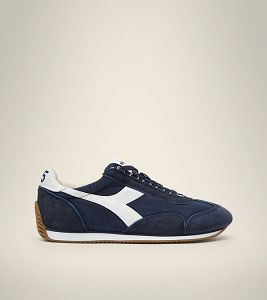 Diadora Equipe H Canvas Stone Wash Women's Heritage Shoes Blue / White | 847031-UK