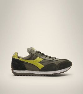 Diadora Equipe H Dirty Stone Wash Evo Men's Heritage Shoes Olive / Yellow | 450319-UK