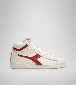 Diadora Game L High Waxed Men's Trainers White / Red | 456913-UK