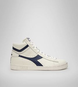 Diadora Game L High Waxed Men's Trainers White / Navy | 624813-UK