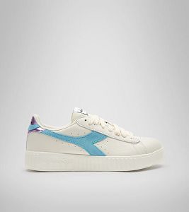 Diadora Game Step Premium Tumbled Leather Women's Trainers White / Grey / Blue | 279103-UK