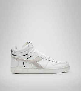 Diadora Magic Basket Demi Cut Icona Leather Women's Trainers White / Grey / Black | 680132-UK