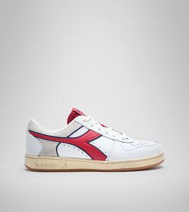 Diadora Magic Basket Low Icona Men's Trainers White / Red | 305824-UK