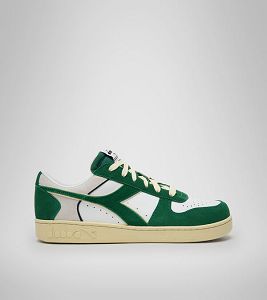 Diadora Magic Basket Low Suede Leather Men's Trainers Green / White | 163254-UK