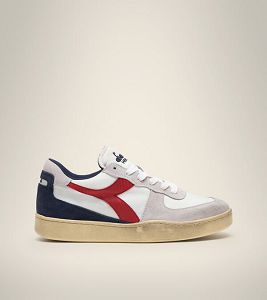 Diadora Mi Basket Low Ripstop Men's Heritage Shoes White / Grey / Red | 649158-UK