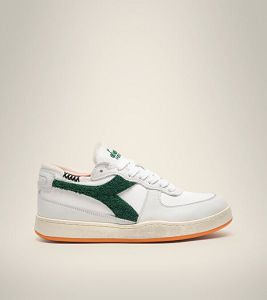 Diadora Mi Basket Row Cut Terry Men's Heritage Shoes White / Grey / Green | 390672-UK