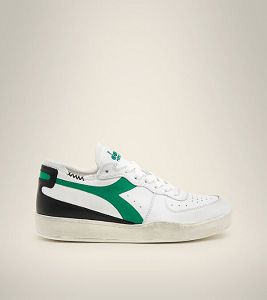 Diadora Mi Basket Row Cut Women's Heritage Shoes White / Grey / Green | 721950-UK