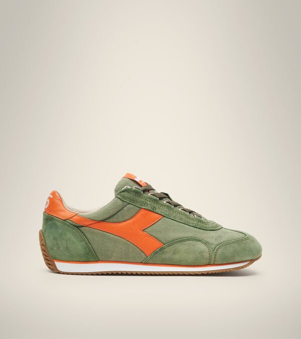 Diadora Equipe H Canvas Stone Wash Men\'s Heritage Shoes Green / Orange | 398042-UK