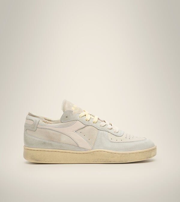 Diadora Mi Basket Row Cut Pigskin Used Women\'s Heritage Shoes Beige / Grey | 485013-UK